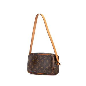 Louis Vuitton Pochette Brown Leather Cite Shoulder Handbag Monogram Hobo